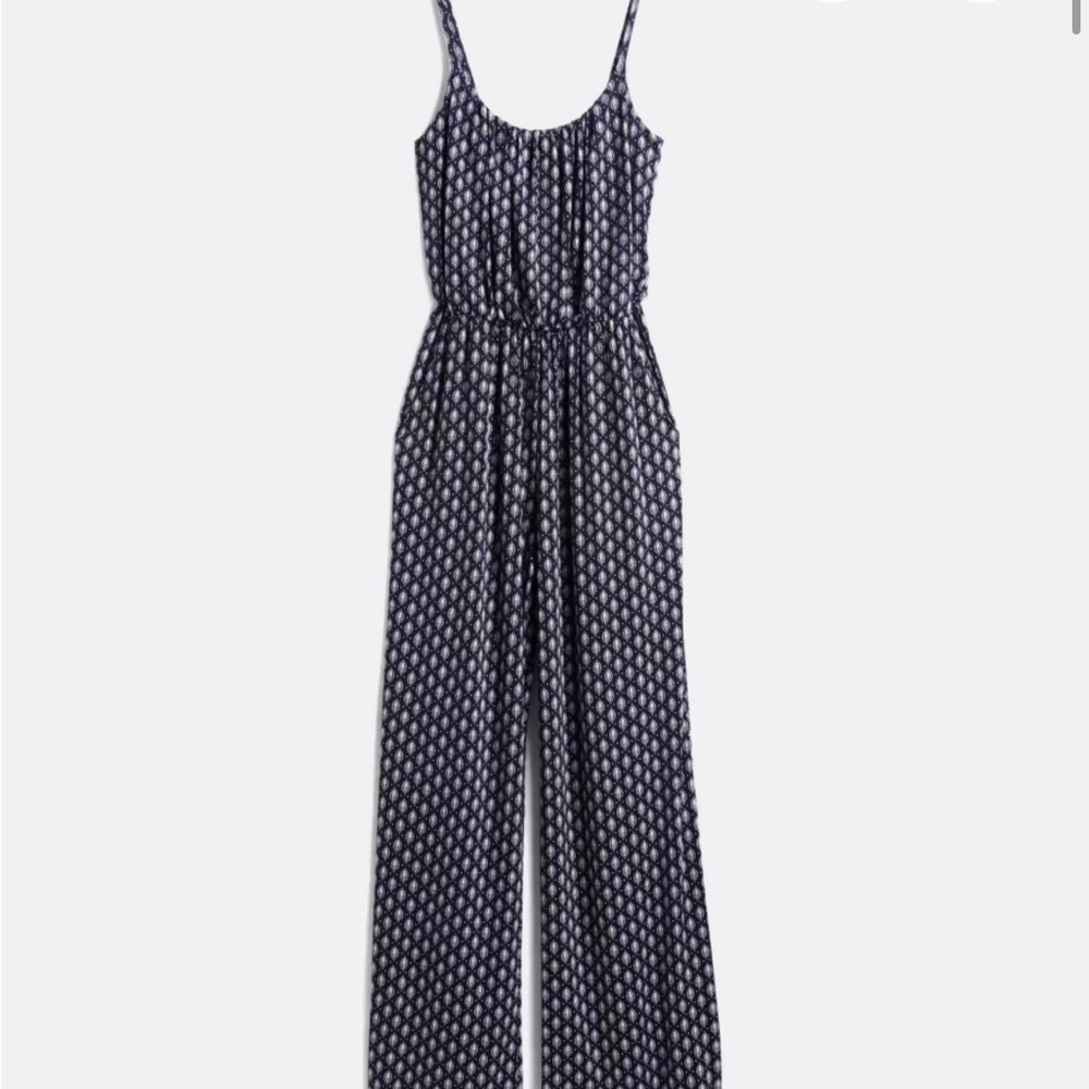 Navy Patterned Jumpsuit